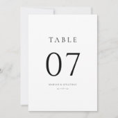 Elegant Modern Minimaal Trouwtafel Nummer Kaart (Voorkant)