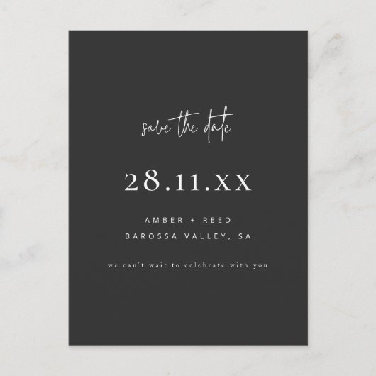 Elegant Modern Minimaal Zwart Eenvoudig De Datum O Aankondigingskaart (Voorkant)