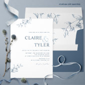 Elegant Modern Minimal Blue Wedding Uitnodiging