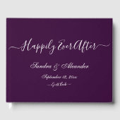 Elegant Modern Minimal Bold Jewel Paarse bruiloft Gastenboek (Voorkant)