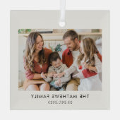 Elegant Modern Minimal Family Photo Christmas Glas Ornament (Achterkant)