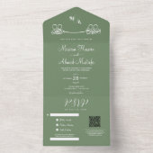 Elegant Modern Minimal Sage Groen Islamitisch Nika All In One Uitnodiging (Binnen)