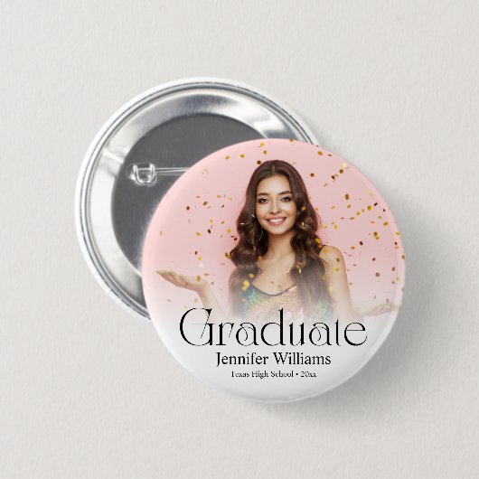 Elegant modern minimal script foto Afstuderen Ronde Button 5,7 Cm (Voorkant /achterkant)