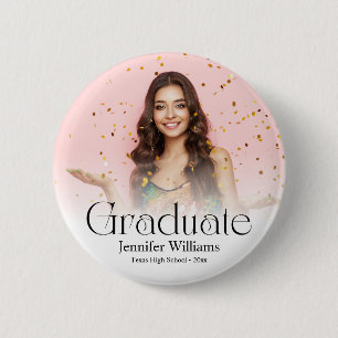 Elegant modern minimal script foto Afstuderen Ronde Button 5,7 Cm