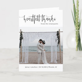 Elegant Modern Minimal Script Wedding Photo is gev Bedankkaart