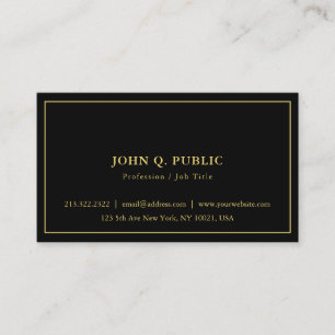Elegant Modern Minimal Simple Sjabloon Zwart Goud Visitekaartje
