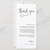 Elegant Modern Minimale Dankuwel Menu Plaatskaart (Achterkant)