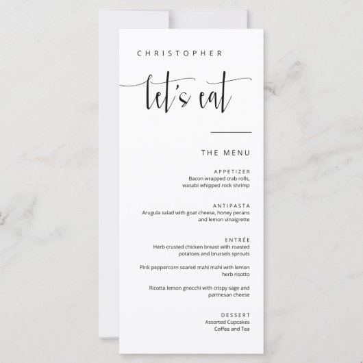 Elegant Modern Minimale Dankuwel Menu Plaatskaart (Voorkant)