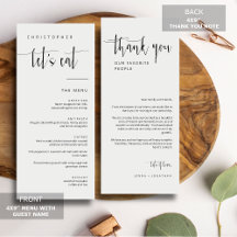 Elegant Modern Minimale Dankuwel Menu Plaatskaart