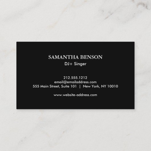 Elegant Modern minimale dj-muziek Visitekaartje (Achterkant)