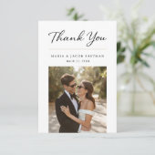 Elegant Modern Minimalist 2 Photo Wedding Bedankkaart (Staand voorkant)
