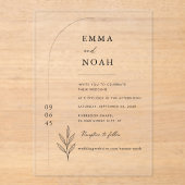 Elegant Modern Minimalist Arch Wedding Acryl Uitnodigingen (Voorkant)