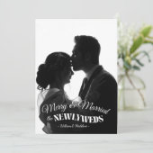 Elegant Modern Minimalist Black And White Newlywed Feestdagenkaart (Staand voorkant)