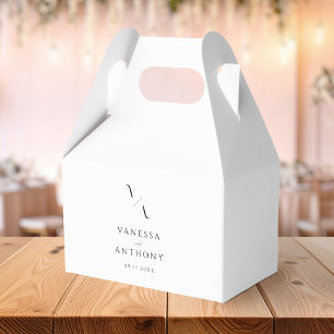 Elegant Modern Minimalist Black and White Wedding Bedankdoosjes