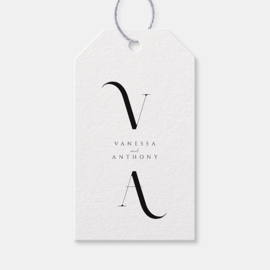 Elegant Modern Minimalist Black and White Wedding Cadeaulabel (Voorkant)