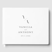 Elegant Modern Minimalist Black and White Wedding Gastenboek (Voorkant)