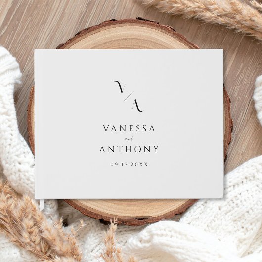 Elegant Modern Minimalist Black and White Wedding Gastenboek