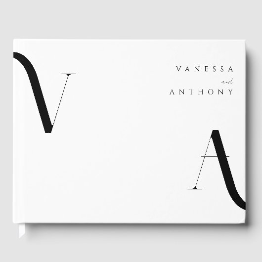 Elegant Modern Minimalist Black and White Wedding Gastenboek (Voorkant)