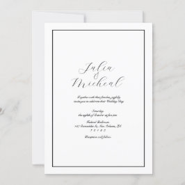 Elegant Modern Minimalist Black and White Wedding Kaart
