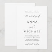 Elegant Modern Minimalist Black and White Wedding Kaart (Voorkant / Achterkant)