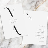 Elegant Modern Minimalist Black and White Wedding Kaart