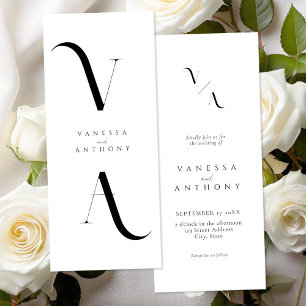 Elegant Modern Minimalist Black and White Wedding Kaart
