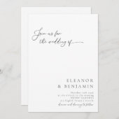 Elegant Modern Minimalist Black and White Wedding Kaart (Voorkant / Achterkant)