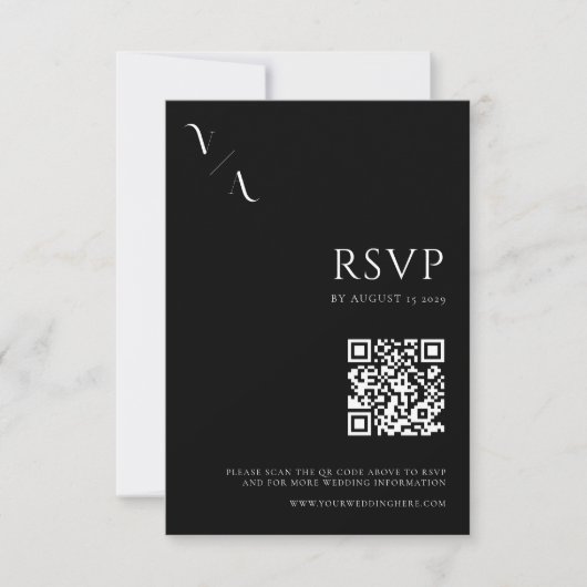 Elegant Modern Minimalist Black and White Wedding RSVP Kaartje (Voorkant)