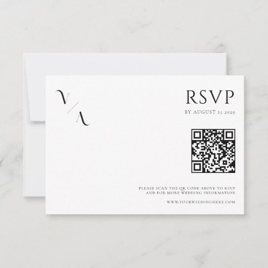 Elegant Modern Minimalist Black and White Wedding RSVP Kaartje (Voorkant)
