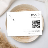 Elegant Modern Minimalist Black and White Wedding RSVP Kaartje