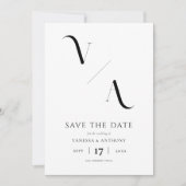 Elegant Modern Minimalist Black and White Wedding Save The Date (Voorkant)