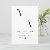 Elegant Modern Minimalist Black and White Wedding Save The Date (Staand voorkant)