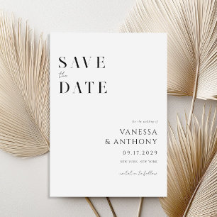 Elegant Modern Minimalist Black and White Wedding Save The Date