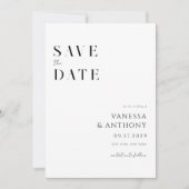 Elegant Modern Minimalist Black and White Wedding Save The Date (Voorkant)
