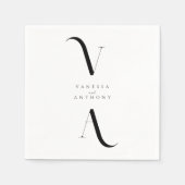 Elegant Modern Minimalist Black and White Wedding Servet (Voorkant)