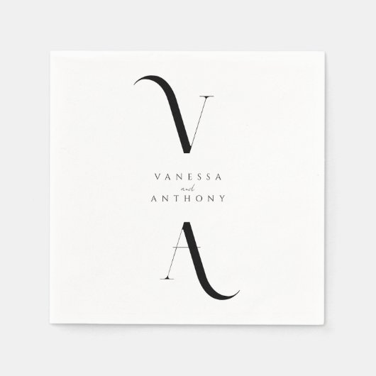 Elegant Modern Minimalist Black and White Wedding Servet (Voorkant)