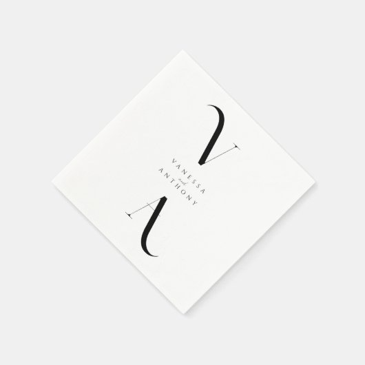 Elegant Modern Minimalist Black and White Wedding Servet (Hoek)