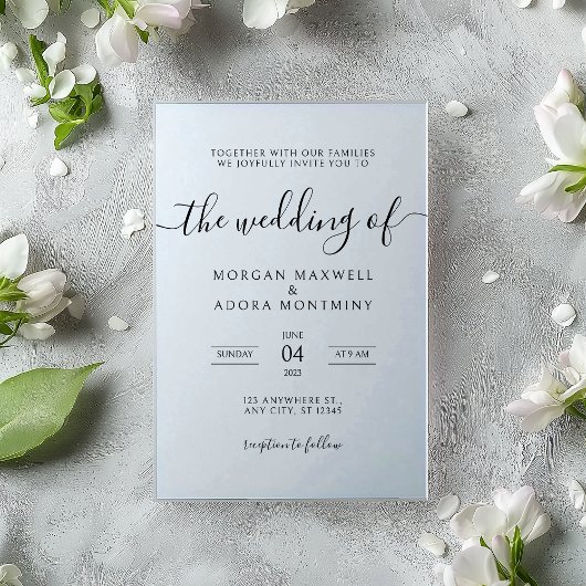 Elegant Modern Minimalist Black Wedding Acryl Uitnodigingen