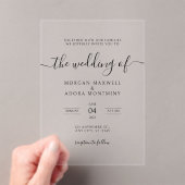 Elegant Modern Minimalist Black Wedding Acryl Uitnodigingen (Insitu (Draagbaar))