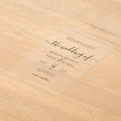 Elegant Modern Minimalist Black Wedding Acryl Uitnodigingen (Laagn)