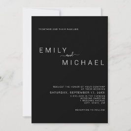 Elegant Modern Minimalist Black Wedding Kaart