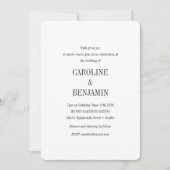 Elegant Modern Minimalist Black White Wedding Kaart (Voorkant)