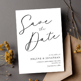 Elegant Modern Minimalist Black White Wedding Save The Date