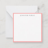 Elegant Modern Minimalist Blush Pink & White Name Notitiekaartje (Achterkant)