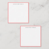 Elegant Modern Minimalist Blush Pink & White Name Notitiekaartje (Voorkant / Achterkant)