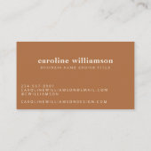 Elegant Modern Minimalist Boho Terracotta Rust Visitekaartje (Achterkant)