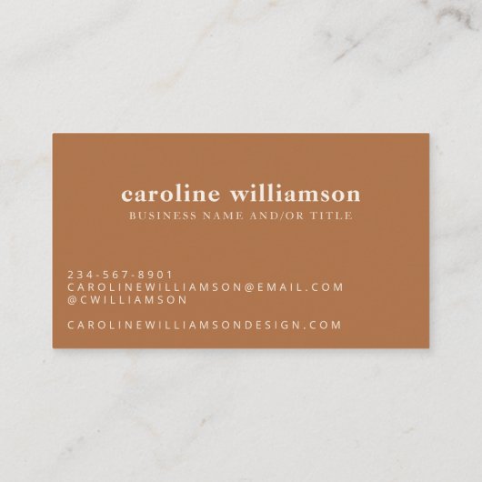 Elegant Modern Minimalist Boho Terracotta Rust Visitekaartje (Achterkant)