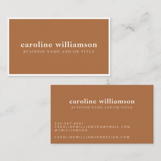 Elegant Modern Minimalist Boho Terracotta Rust Visitekaartje (Voorkant / Achterkant)