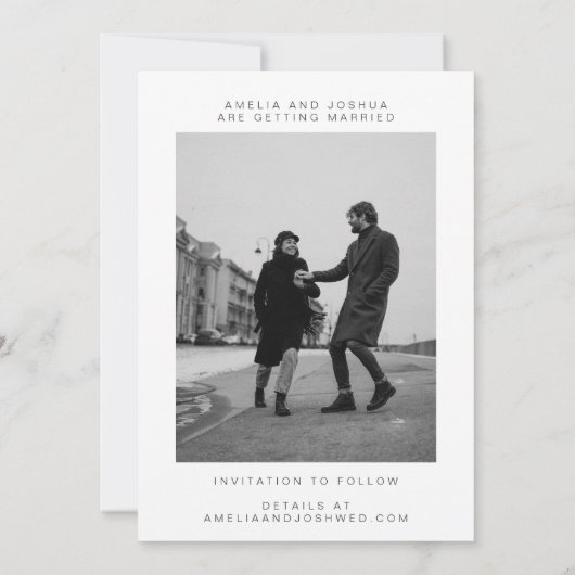 Elegant Modern Minimalist Calligraphy Couple Foto Save The Date (Achterkant)