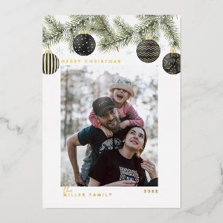 Elegant Modern Minimalist Christmas Folie Feestdagenkaart